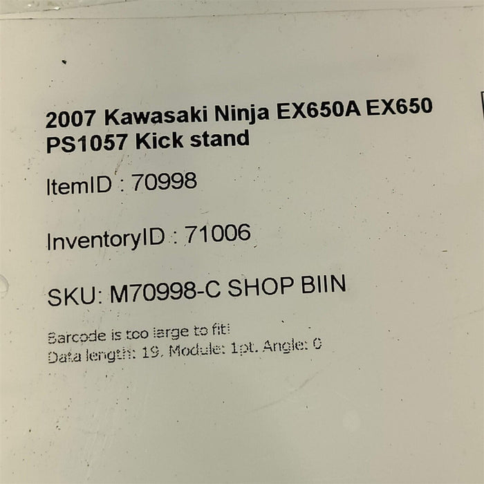 2007 Kawasaki Ninja EX650A EX650 Kick Stand PS1057