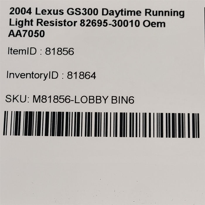 98-05 Lexus GS300 Daytime Running Light Resistor 82695-30010 Oem AA7050