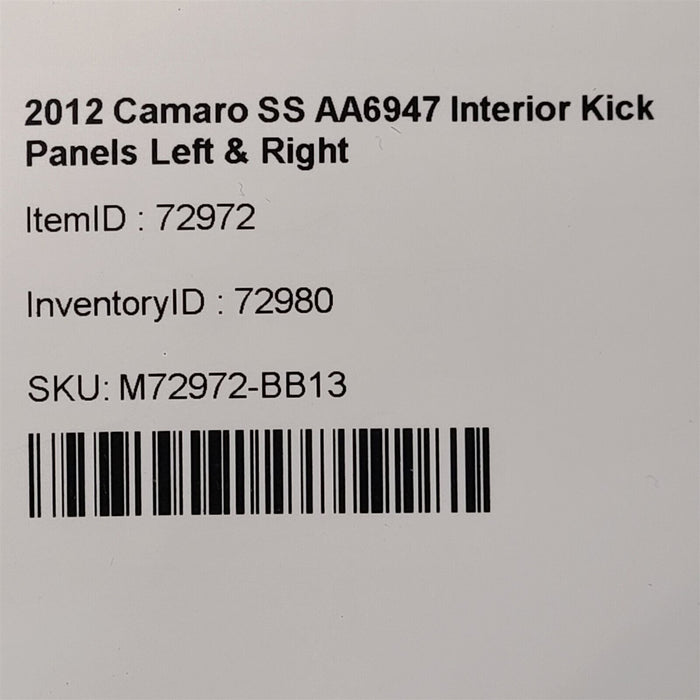 10-15 Camaro SS Interior Kick Panels Left & Right AA6947