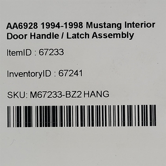 1994-1998 Mustang Passenger Interior Door Handle Latch Assembly RH AA6928