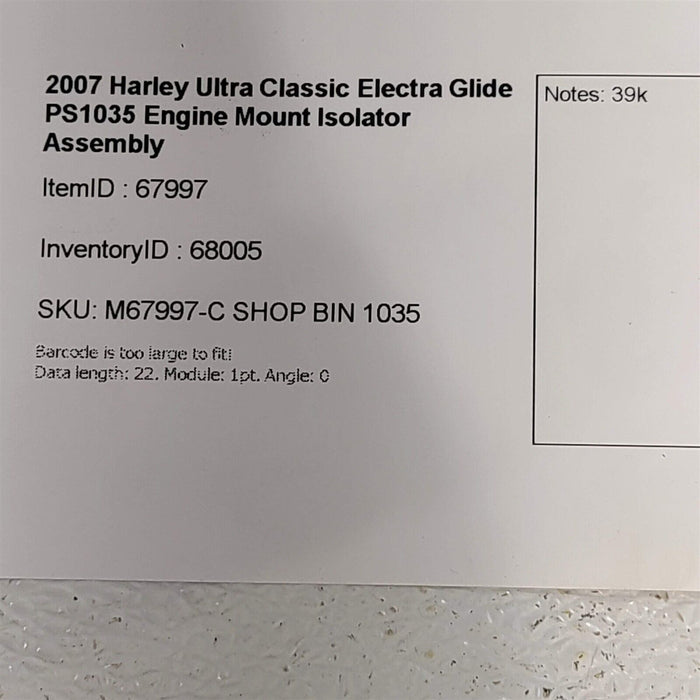 2007 Harley Ultra Classic Electra Glide Engine Mount Isolator Assembly PS1035