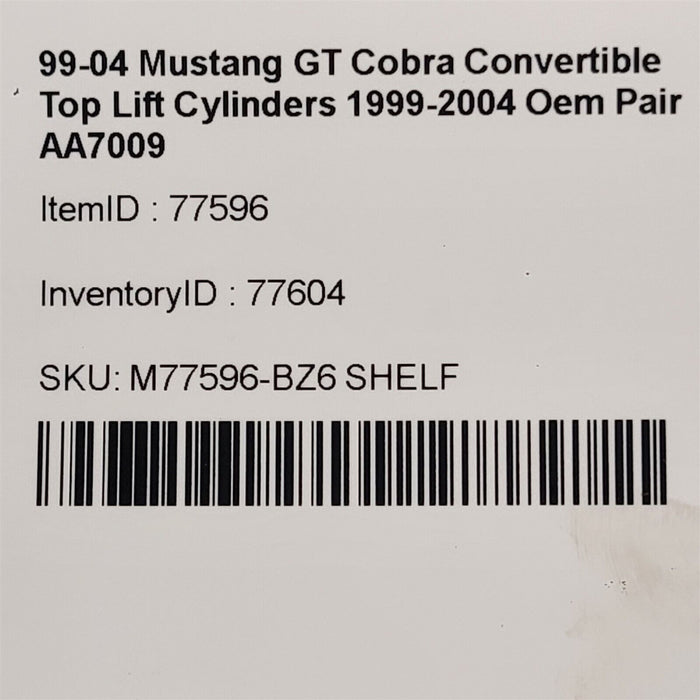 99-04 Mustang GT Cobra Convertible Top Lift Cylinders 1999-2004 Oem Pair AA7009