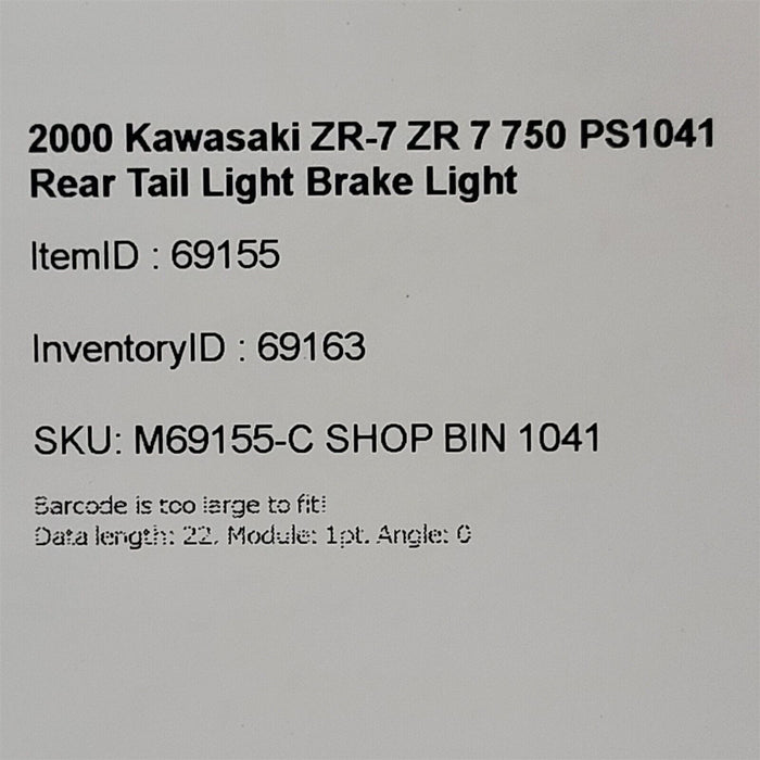 2000 Kawasaki ZR-7 ZR750 Rear Tail Light Brake Light PS1041