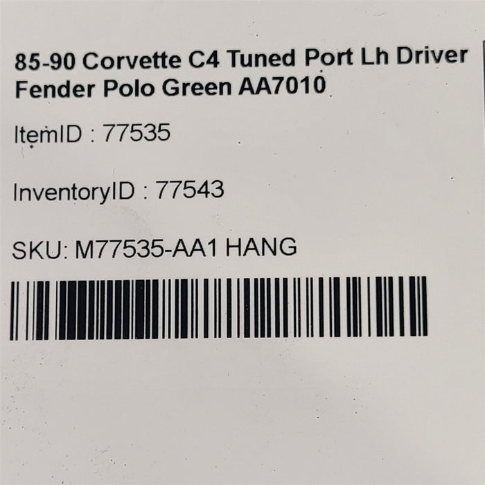 85-90 Corvette C4 Tuned Port Lh Driver Fender Polo Green AA7010