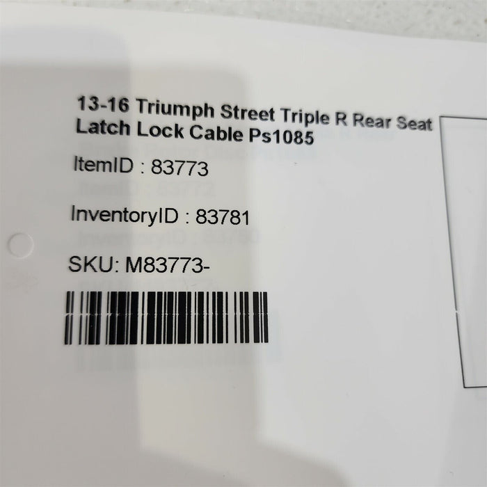 13-16 Triumph Street Triple R Rear Seat Latch Lock Cable Ps1085