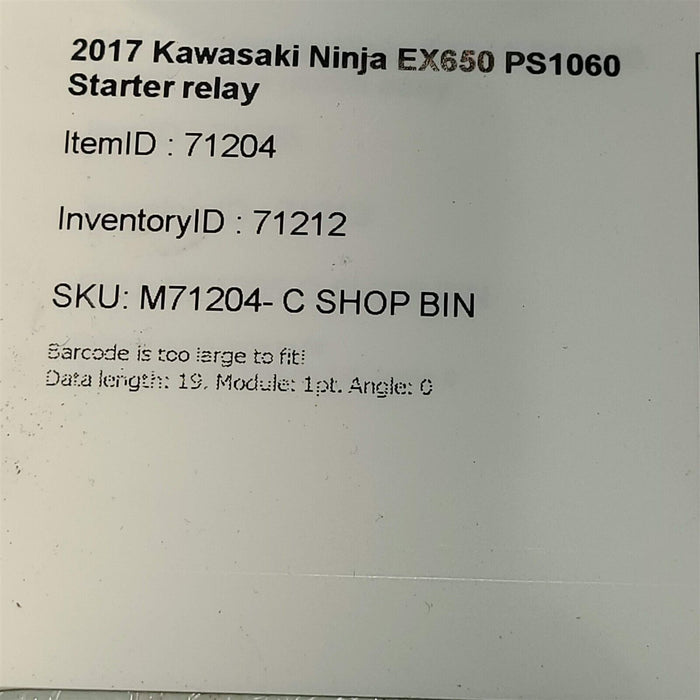 2017 Kawasaki Ninja EX650 Starter Relay PS1060