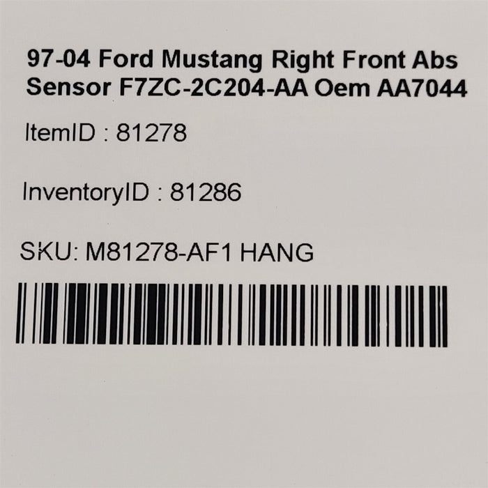 97-04 Ford Mustang Right Front Abs Sensor F7ZC-2C204-AA Oem AA7044