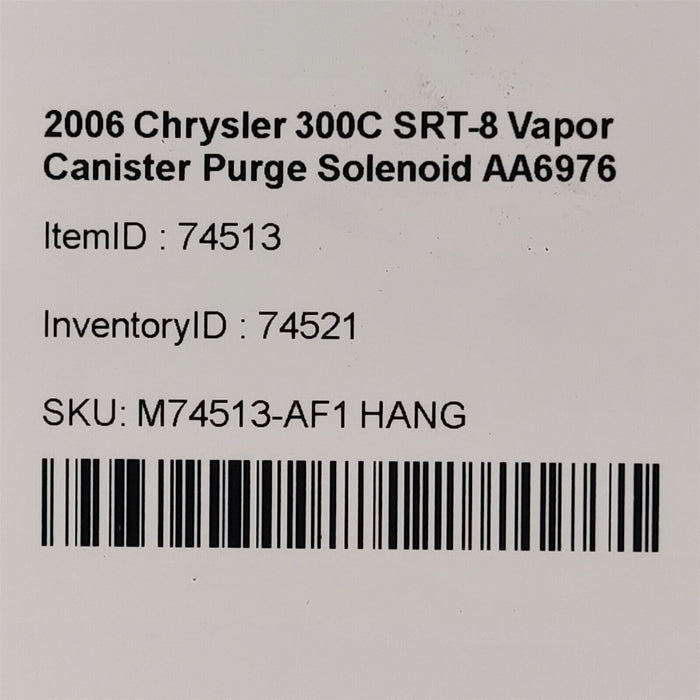 05-07 Chrysler 300C SRT-8 Vapor Canister Purge Solenoid AA6976