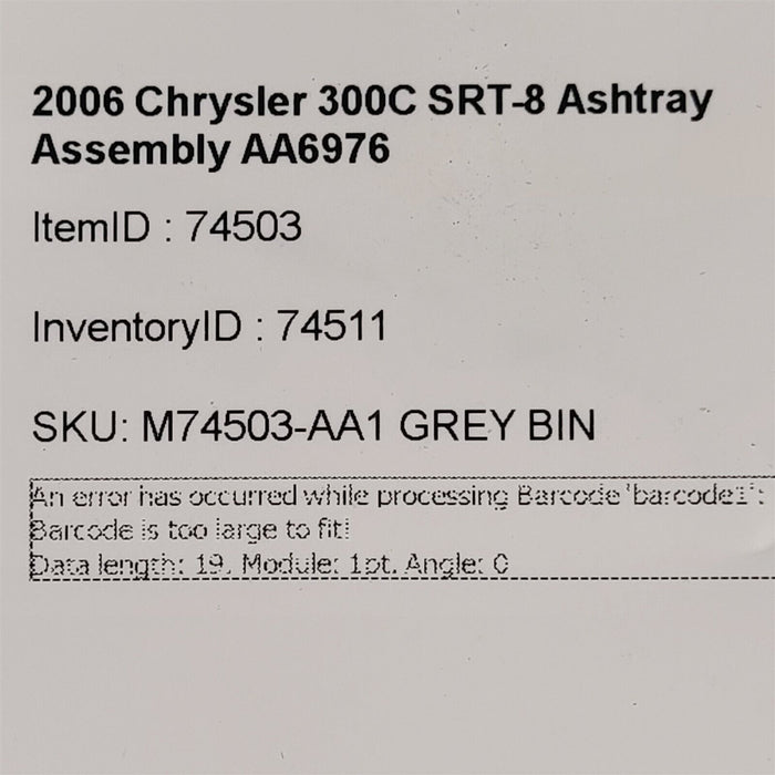 2006 Chrysler 300C SRT-8 Ashtray Assembly Heated seat Switches AA6976