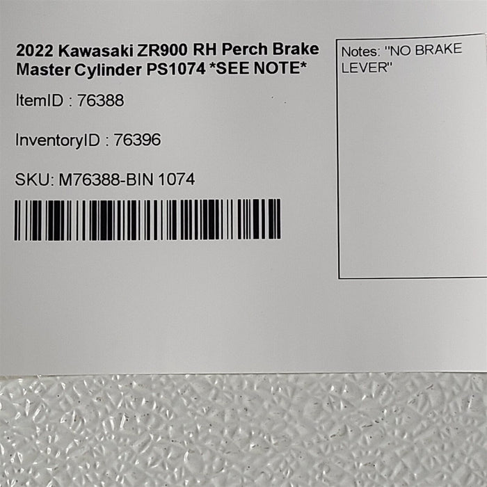 17-22 Kawasaki ZR900 RH Perch Brake Master Cylinder PS1074