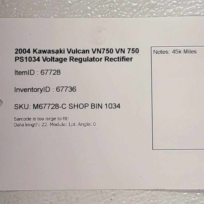 2004 Kawasaki Vulcan VN750 VN 750 Voltage Regulator Rectifier PS1034