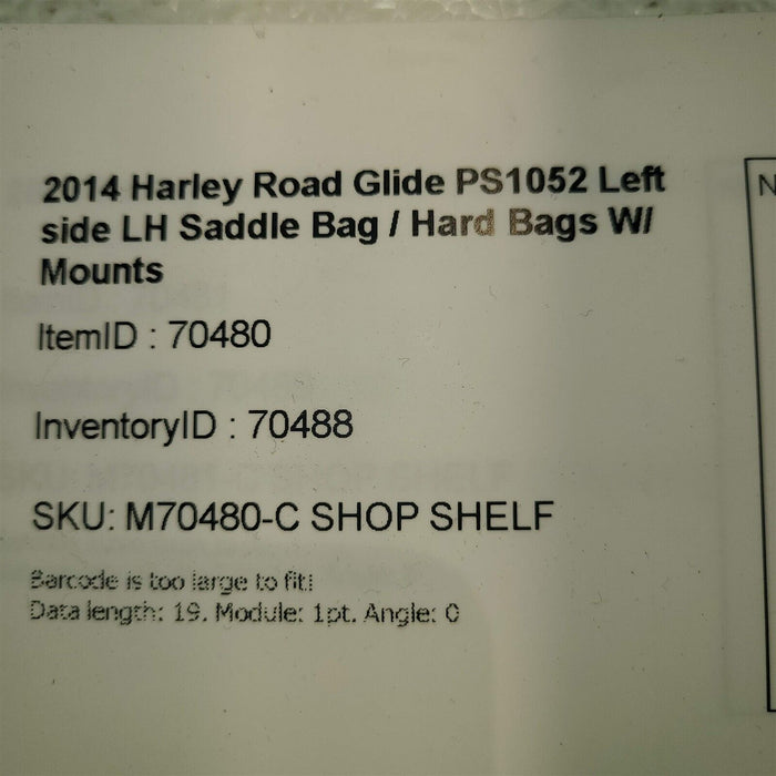 2014 Harley Road Glide Left Hard Saddle Bag PS1052