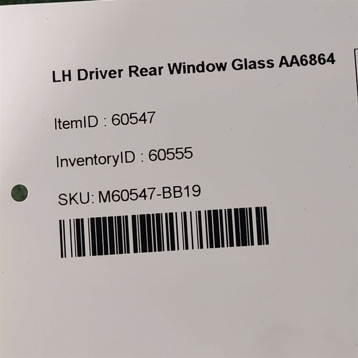 01-05 Lexus IS300 LH Driver Rear Window Glass AA6864