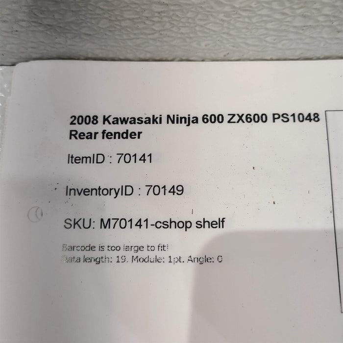 2008 Kawasaki Ninja 600 ZX600 Rear fender PS1048