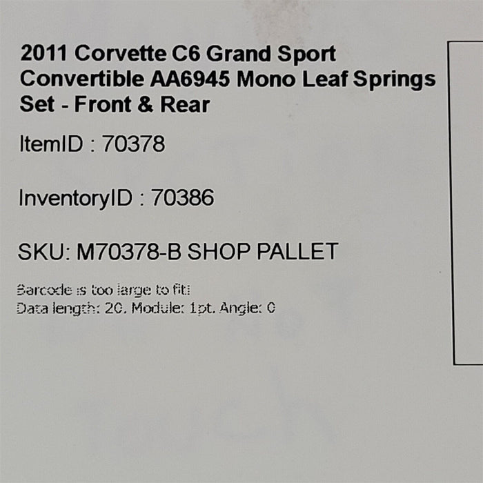 2011 Corvette C6 Grand Sport Front & Rear Mono Leaf Springs AA6945