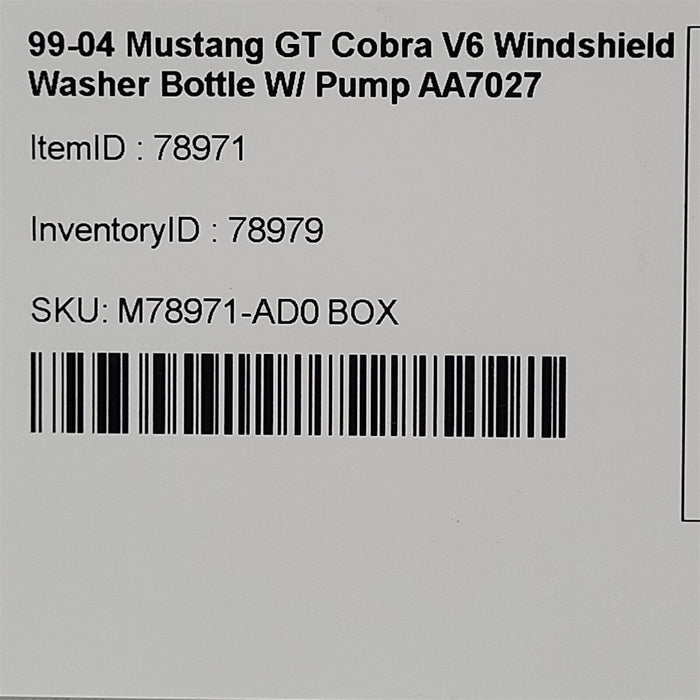 99-04 Mustang GT Cobra V6 Windshield Washer Bottle W/ Pump AA7027
