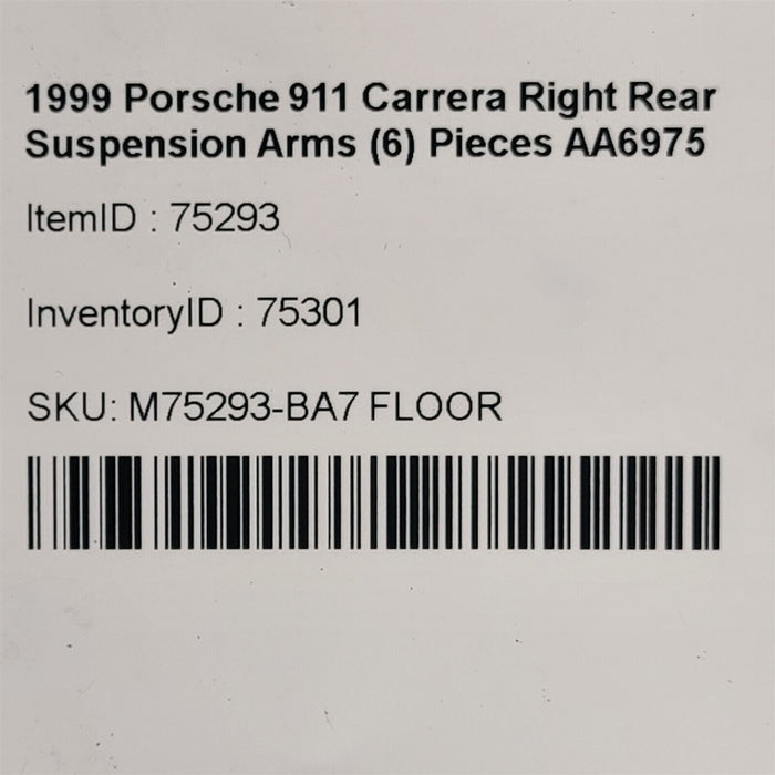 1999 Porsche 911 996 Carrera Right Rear Suspension Arms (6) Pieces AA6975