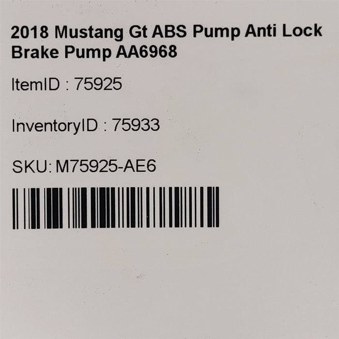 18-21 Mustang Gt ABS Pump Anti Lock Brake Pump AA6968