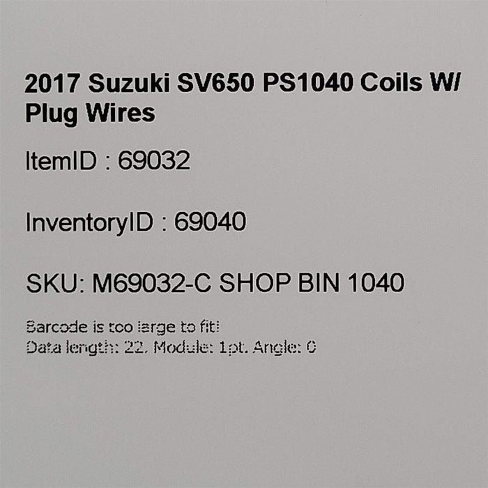 2017 Suzuki SV650 PS1040 Coils W/ Plug Wires PS1040