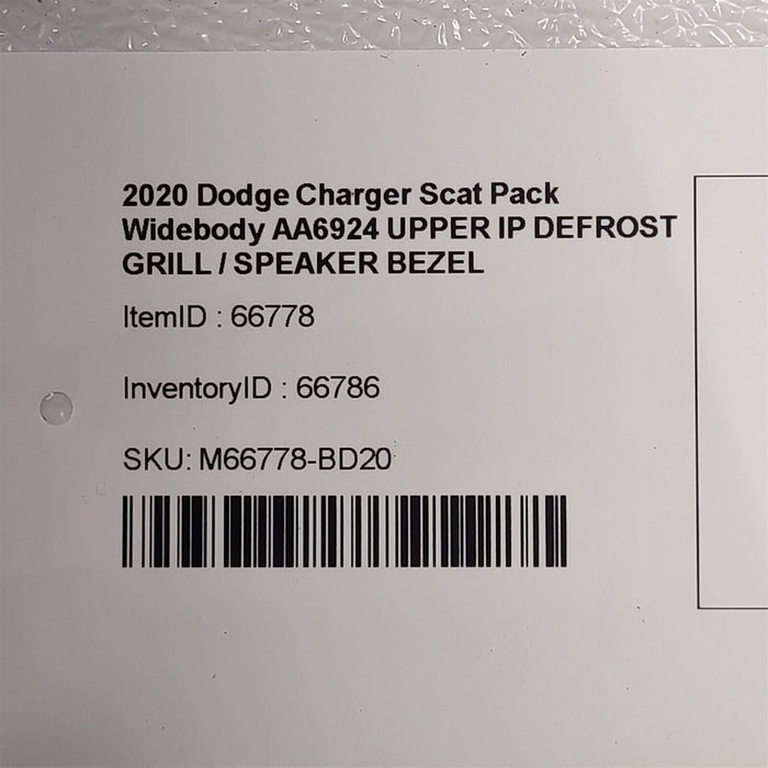 2020 Dodge Charger Scat Pack Widebody Upper Dash Defrost Grill Grille Aa6924