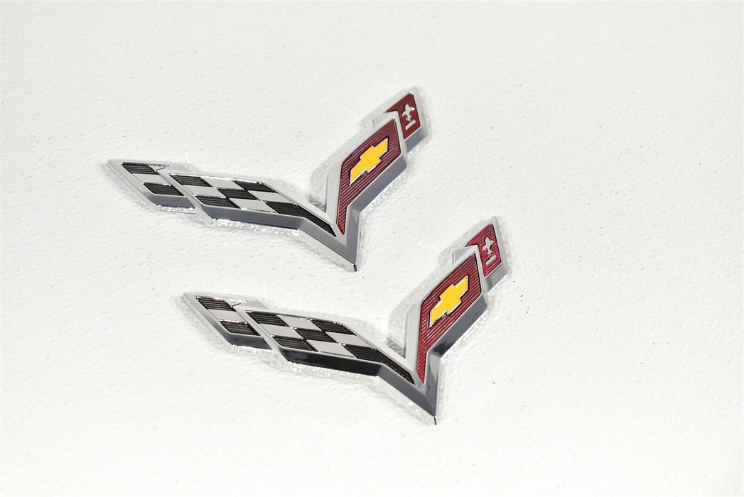 Emblem Set Chrome Edge Front Rear For 14-19 Corvette C7