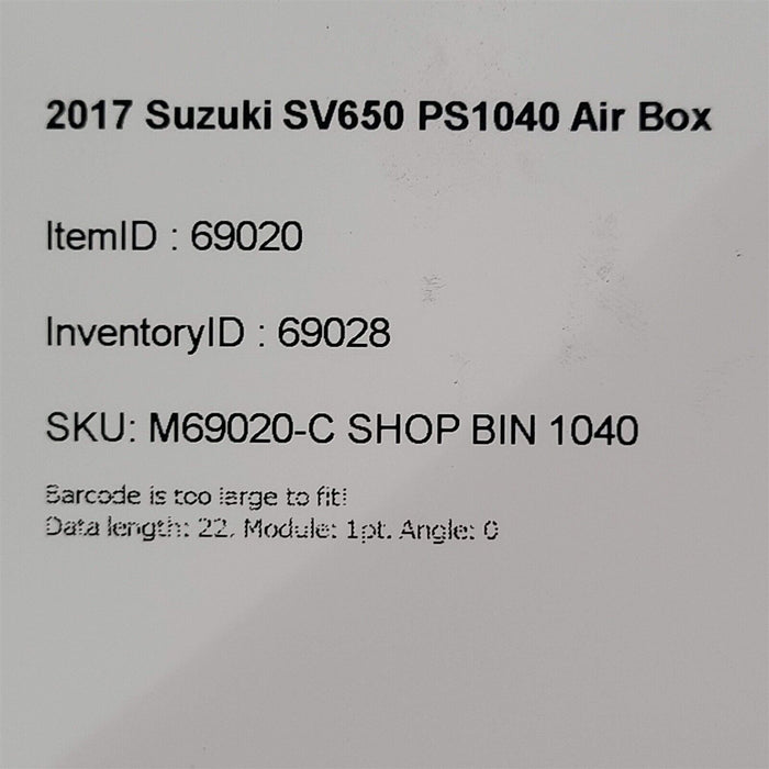 2017 Suzuki SV650 PS1040 Air Box Cleaner PS1040