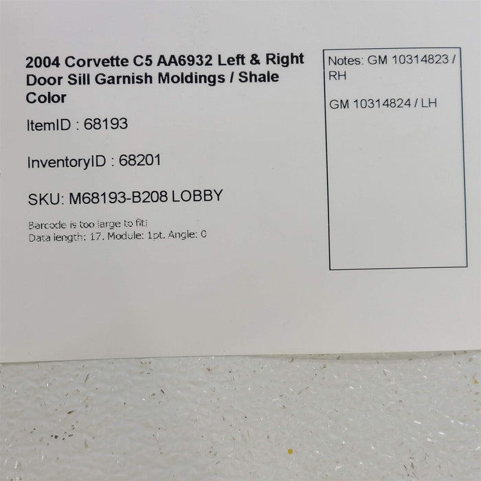 03-04 Corvette C5 Kick Panel Trim Side Dash Molding Covers Oem Shale AA6932
