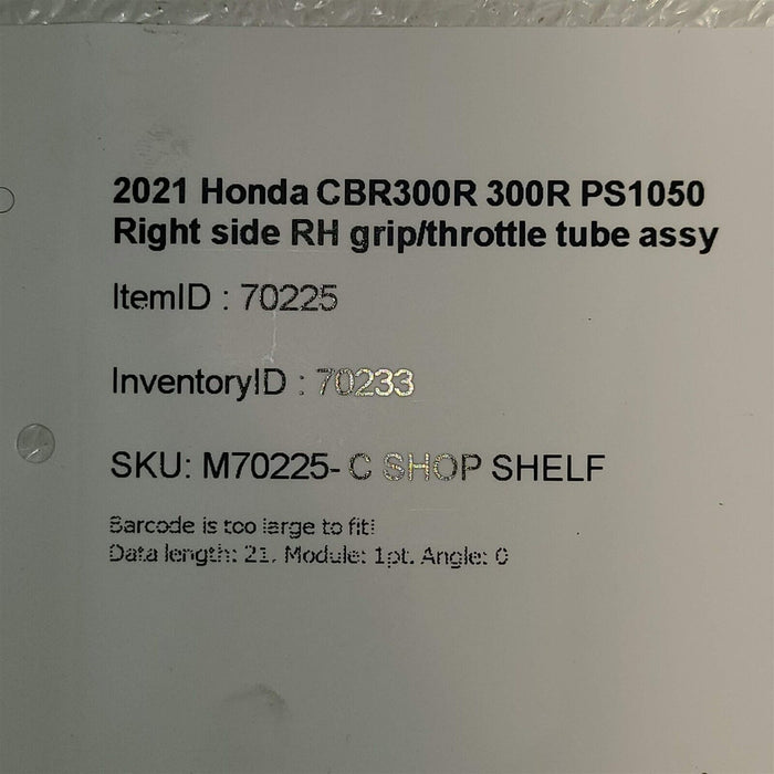 2021 Honda CBR300R 300R Right RH Grip Twist Throttle Tube PS1050