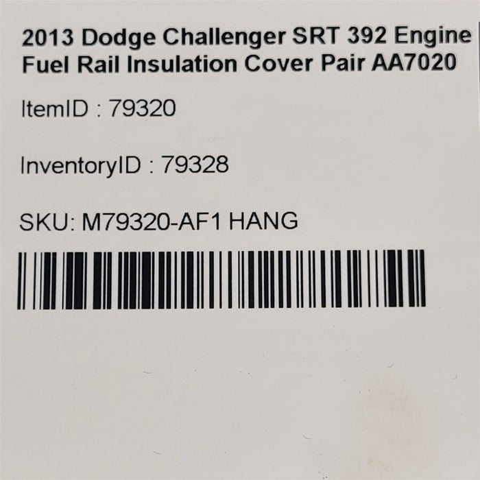 2013 Dodge Challenger SRT 392 Engine Fuel Rail Insulation Cover Pair AA7020