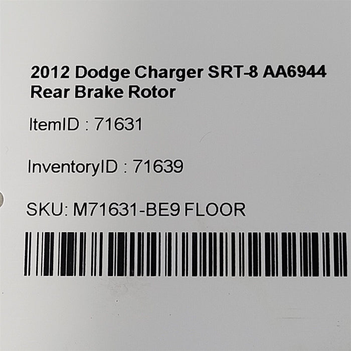 2012 Dodge Charger SRT-8 Rear Brake Rotor OEM Slotted AA6944