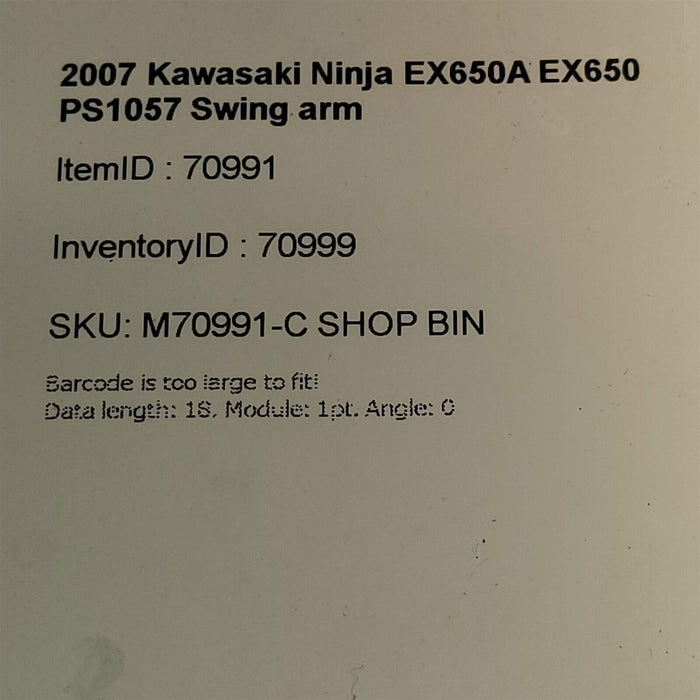 2007 Kawasaki Ninja EX650A EX650 Swingarm Swing Arm Rear Fork PS1057