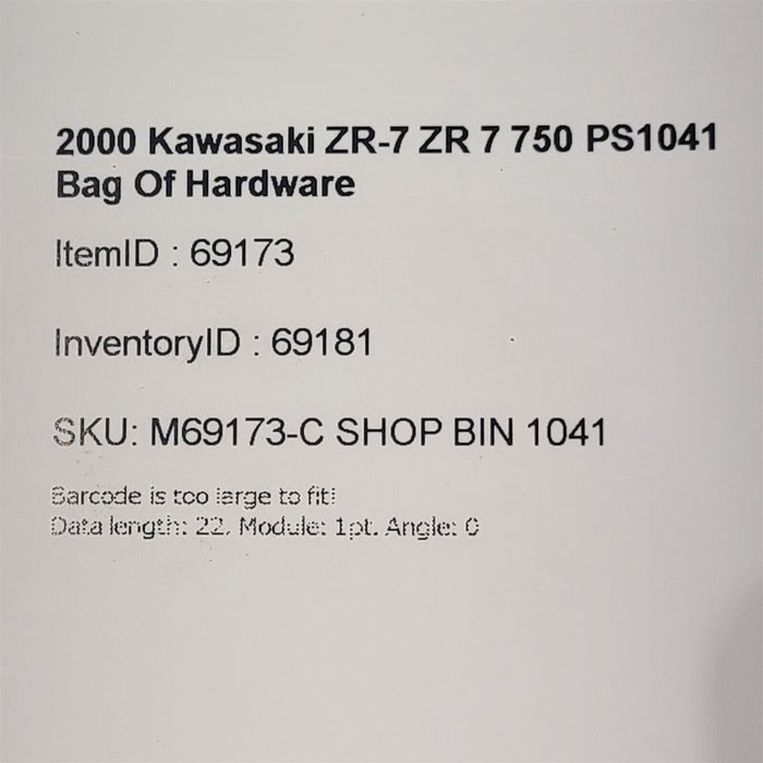 2000 Kawasaki ZR-7 ZR750 Nuts Bolts Hardware Washers PS1041