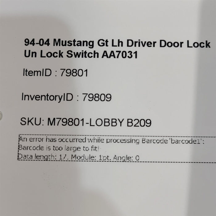 94-04 Mustang Gt Lh Driver Door Lock Un Lock Switch AA7031