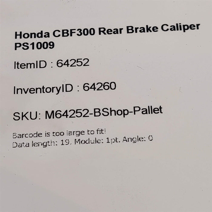 2020 Honda CBF300 Rear Brake Caliper PS1009