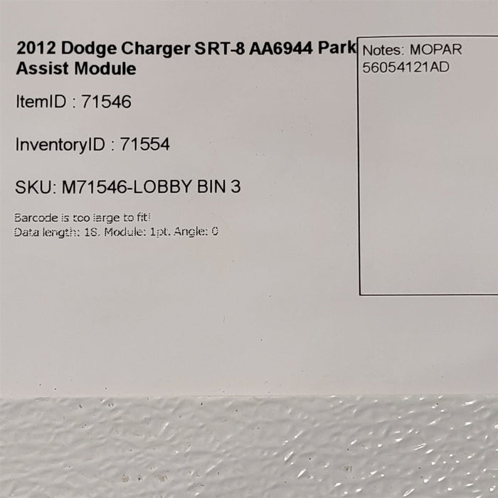 2012 Dodge Charger SRT-8 Park Assist Module 56054121AD AA6944