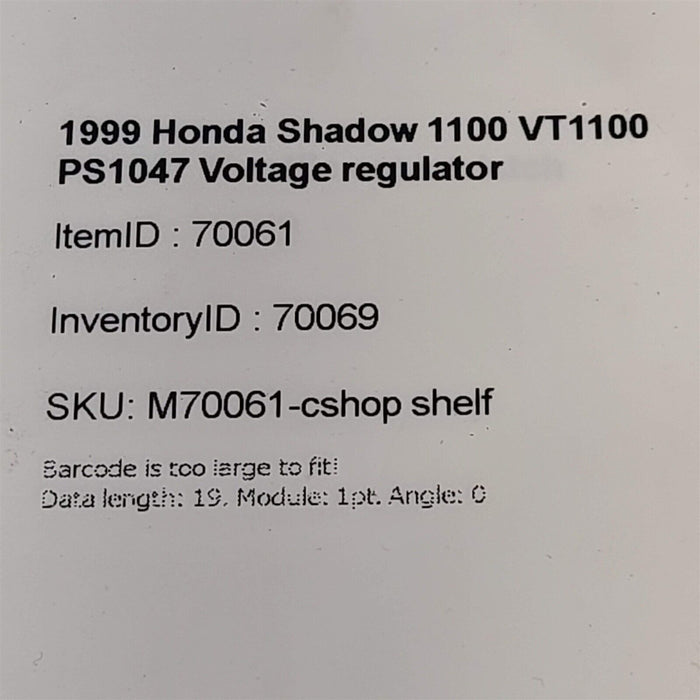 1999 Honda Shadow 1100 VT1100 Voltage Regulator Rectifier PS1047