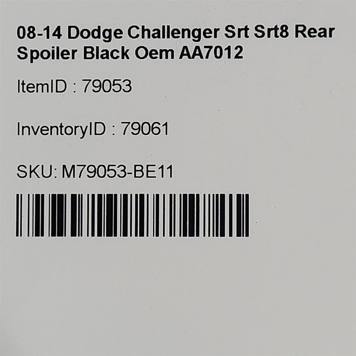 08-14 Dodge Challenger Srt Srt8 Rear Spoiler Black Oem AA7012