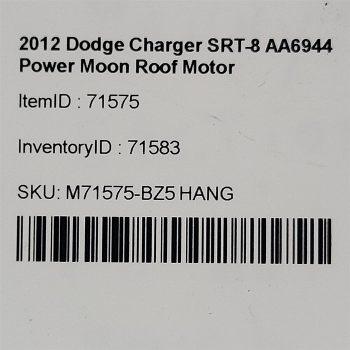 2012 Dodge Charger SRT-8 Power Moon Roof Motor Sunroof AA6944