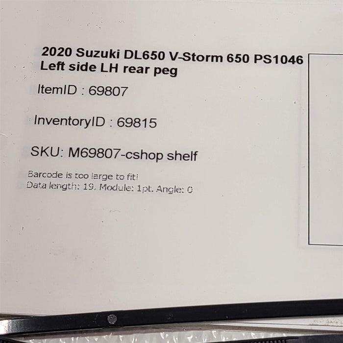 2020 Suzuki DL650 V-Storm 650 Left side LH Rear Peg PS1046