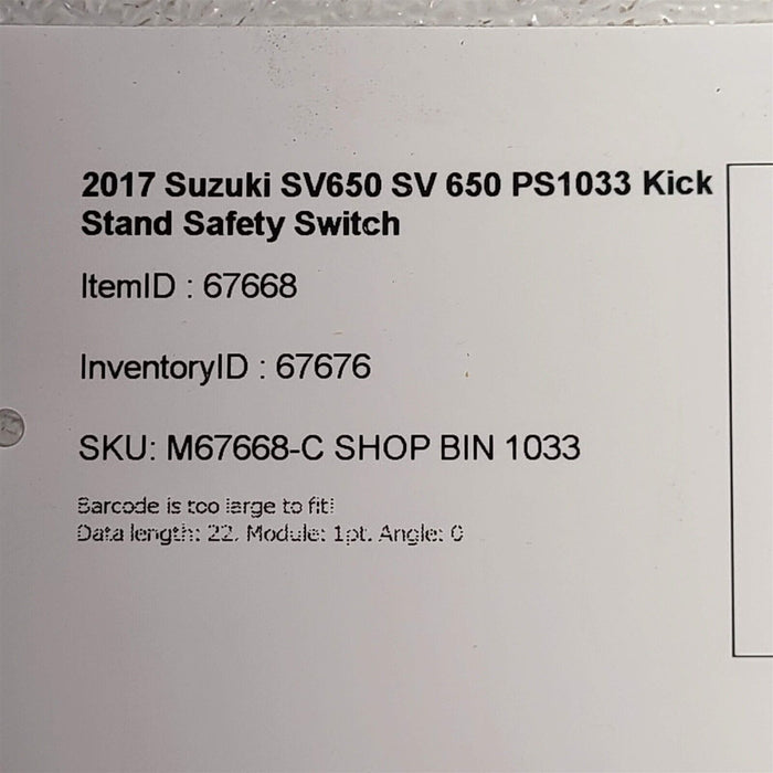 2006 Suzuki SV650 SV 650 Kick Stand Safety Switch PS1033