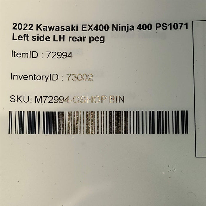 2022 Kawasaki Ex400 Ninja 400 Left Side Lh Rear Peg Rearset Foot Rest Ps1071