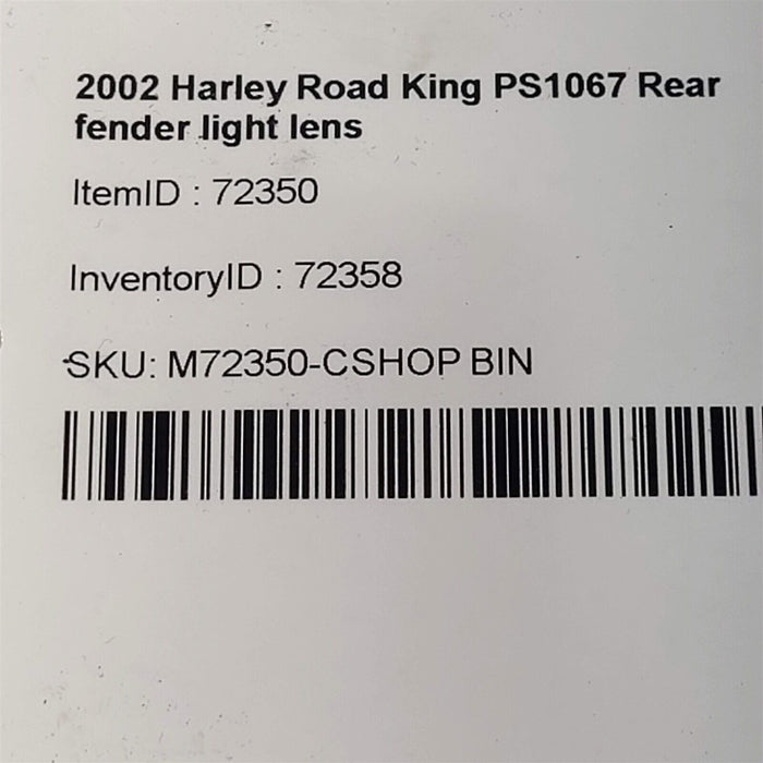 2002 Harley Road King Rear Fender Light Lens Ps1067