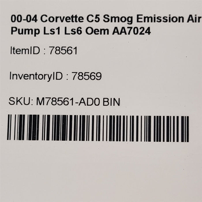00-04 Corvette C5 Smog Emission Air Pump Ls1 Ls6 Oem AA7024