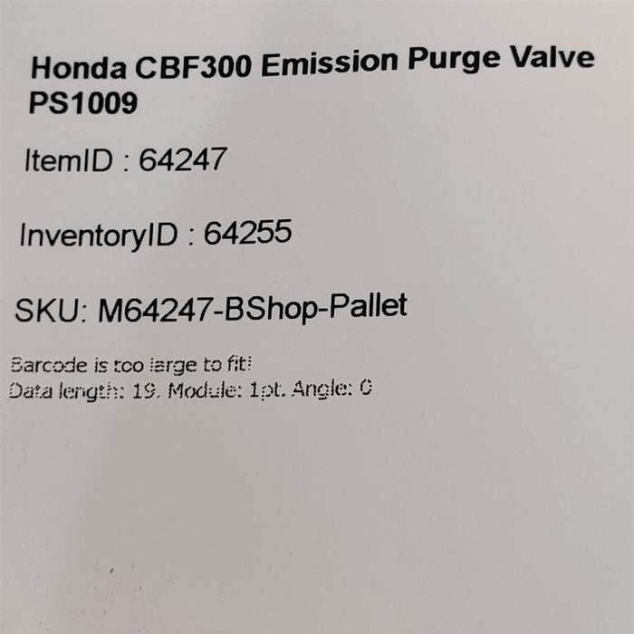 2020 Honda CBF300 Emission Purge Valve PS1009
