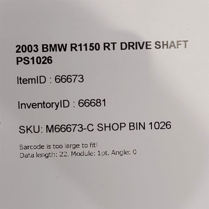 2003 Bmw R1150 Rt Drive Shaft Yoke Driveshaft Ps1026