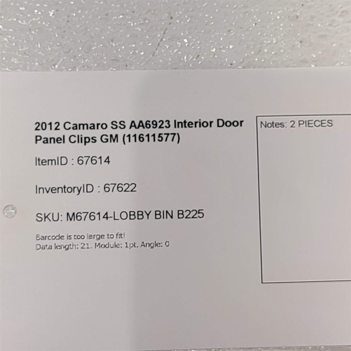 10-15 Camaro SS Interior Door Panel Clips 11611577 2 PIECES AA6923