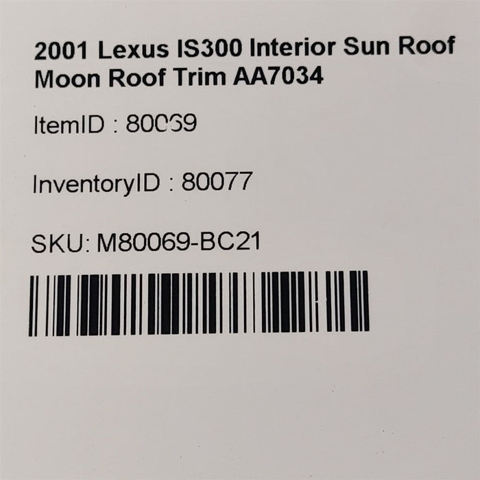 01-05 Lexus IS300 Interior Sun Roof Moon Roof Trim Tan AA7034