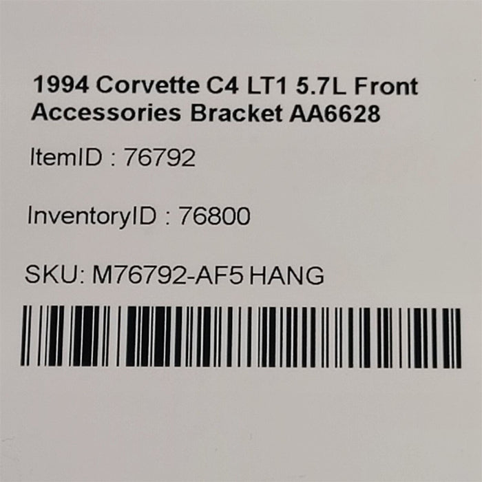 92-96 Corvette C4 LT1 5.7L Alternator AC Compressor Engine Bracket AA6628