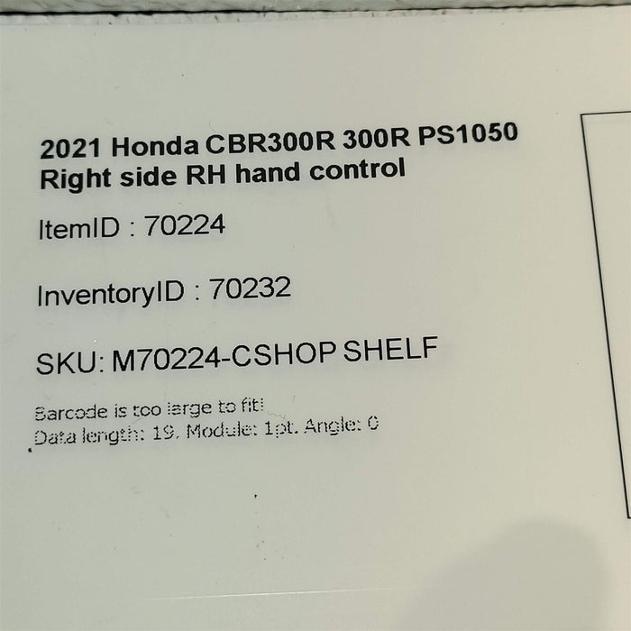 2021 Honda CBR300R 300R Right Control Start Stop Run Switch PS1050