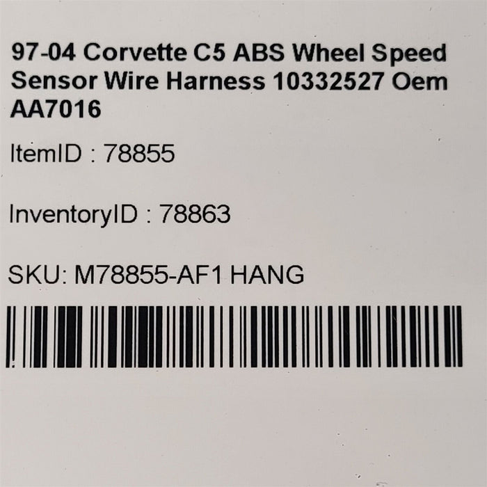 97-04 Corvette C5 ABS Wheel Speed Sensor Wire Harness 10332527 Oem AA7016